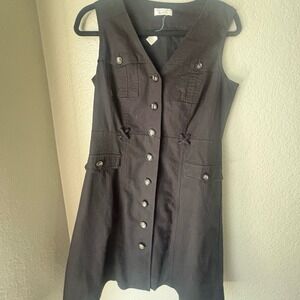 Christopher & Banks Women's Black Linen Dress Size 8
